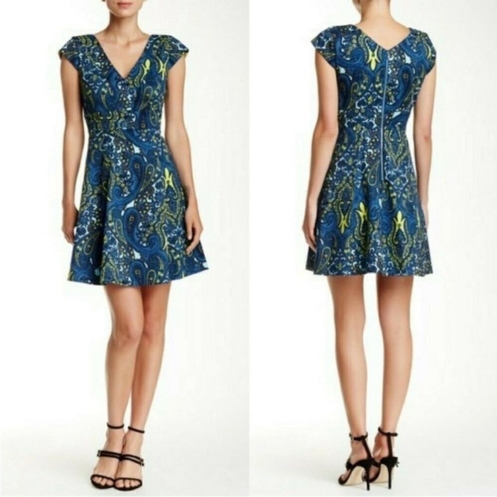Anthropologie Plenty Tracy Reese Melanie Fit & Flare Dress Damask Paisley 2P
